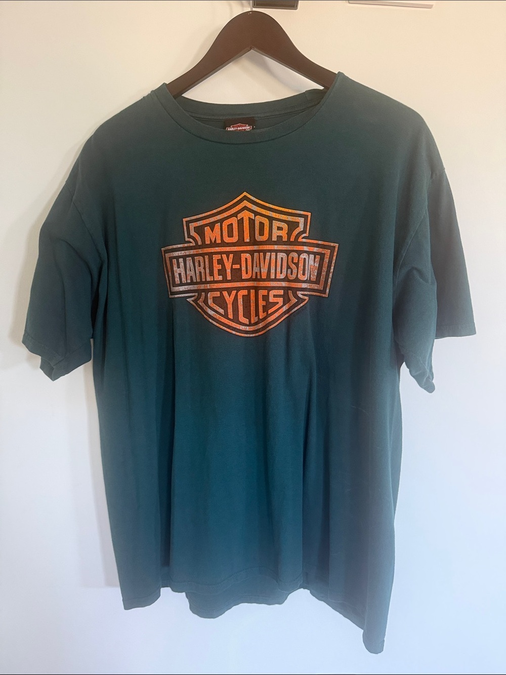 Harley-Davidson Forest Green Short Sleeve Tee with Orange Shield Logo